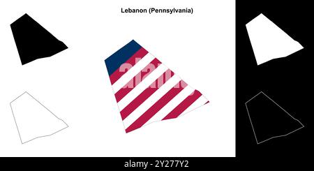 Set di mappe di contorno della contea di Lebanon (Pennsylvania) Illustrazione Vettoriale