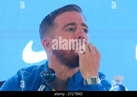 Argentina. 9 settembre 2024. Buenos Aires, 09.09.2024: Presentazione ufficiale di Iker Muñiain come giocatore di San Lorenzo de Almagro allo stadio Pedro Bidegain ( credito: Néstor J. Beremblum/Alamy Live News Foto Stock