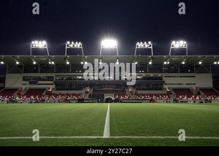 Budapest, Ungheria. 9 settembre 2024. Panoramica dello stadio prima della partita di calcio UEFA Nations League 24-25 tra Israele e Italia (gruppo B) alla Bozsik Arena, Budapest, Ungheria - 9 settembre 2024. Sport - calcio . (Foto di massimo Paolone/LaPresse) credito: LaPresse/Alamy Live News Foto Stock