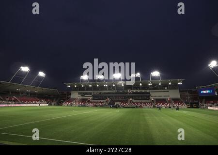 Budapest, Ungheria. 9 settembre 2024. Panoramica dello stadio prima della partita di calcio UEFA Nations League 24-25 tra Israele e Italia (gruppo B) alla Bozsik Arena, Budapest, Ungheria - 9 settembre 2024. Sport - calcio . (Foto di massimo Paolone/LaPresse) credito: LaPresse/Alamy Live News Foto Stock