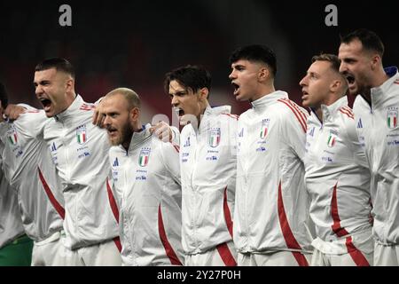 Budapest, Ungheria. 9 settembre 2024. Samuele Ricci e i giocatori italiani durante la partita di calcio della UEFA Nations League 24-25 tra Israele e Italia (gruppo B) alla Bozsik Arena di Budapest, Ungheria - 9 settembre 2024. Sport - calcio . (Foto di massimo Paolone/LaPresse) credito: LaPresse/Alamy Live News Foto Stock