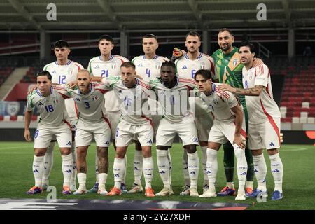 Budapest, Ungheria. 9 settembre 2024. Squadra d'Italia durante la partita di calcio UEFA Nations League 24-25 tra Israele e Italia (gruppo B) alla Bozsik Arena di Budapest, Ungheria - 9 settembre 2024. Sport - calcio . (Foto di massimo Paolone/LaPresse) credito: LaPresse/Alamy Live News Foto Stock