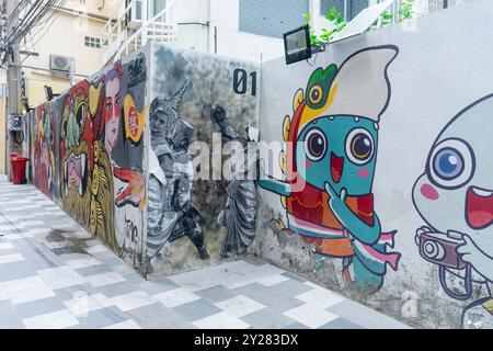 Street art nella zona di Tat noi (Bangkok/Thailandia) Foto Stock