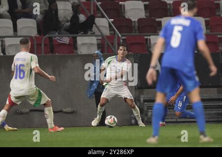 Budapest, Ungheria. 9 settembre 2024. Samuele Ricci durante il riscaldamento dell'Italia durante la partita di calcio della UEFA Nations League 24-25 tra Israele e Italia (gruppo B) alla Bozsik Arena di Budapest, Ungheria - 9 settembre 2024. Sport - calcio . (Foto di massimo Paolone/LaPresse) credito: LaPresse/Alamy Live News Foto Stock