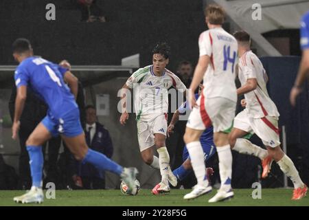 Budapest, Ungheria. 9 settembre 2024. Samuele Ricci in azione durante la partita di calcio della UEFA Nations League 24-25 tra Israele e Italia (gruppo B) alla Bozsik Arena di Budapest, Ungheria - 9 settembre 2024. Sport - calcio . (Foto di massimo Paolone/LaPresse) credito: LaPresse/Alamy Live News Foto Stock