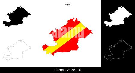 Set di mappe di contorno regione OSH Illustrazione Vettoriale