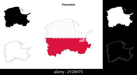 Set di mappe della provincia di Pomorskie Illustrazione Vettoriale