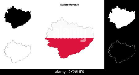 Set di mappe di profilo della provincia di Swietokrzyskie Illustrazione Vettoriale