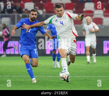 Budapest, Budapest, Israele. 9 settembre 2024. Alessandro Buongiorno (Italia) durante la prima partita della National League 09/09/2024 partita di calcio tra Israele e Italia allo stadio Bozsik Arena di Budapest. (Credit Image: © Fabio Sasso/ZUMA Press Wire) SOLO PER USO EDITORIALE! Non per USO commerciale! Foto Stock