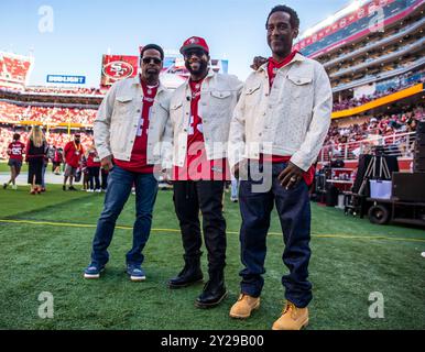 9 settembre 2024 Santa Clara CA U.S.A R&B Super Stars Group Boys II Men prima della partita NFL Monday Night Football tra i New York Jets e i San Francisco 49ers al Levi Stadium di San Francisco California. Thurman James/CSM Foto Stock