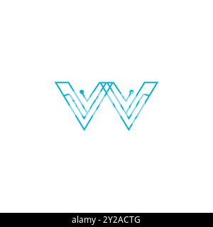 Stile circuito W Letter Design Illustrazione Vettoriale