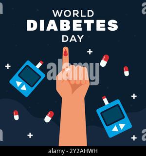 illustrazione della giornata mondiale del diabete con design piatto Illustrazione Vettoriale