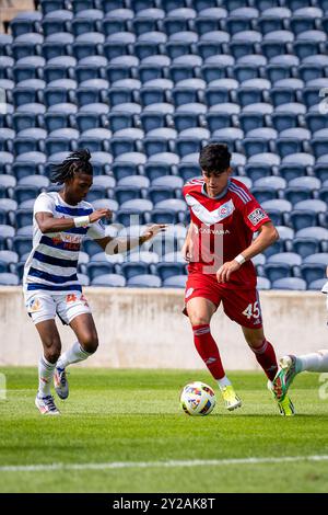 Bridgeview, Stati Uniti. 8 settembre 2024. Harold Osorio (45) del Chicago Fire FC II in azione durante la partita di calcio MLS NextPro tra Chicago Fire FC II e FC Cincinnati II al SeatGeek Stadium. Punteggio finale: Chicago Fire FC II 1:1 FC Cincinnati II credito: SOPA Images Limited/Alamy Live News Foto Stock