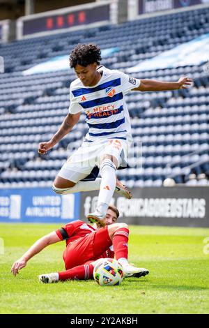 Bridgeview, Stati Uniti. 8 settembre 2024. Moises Tablante (45) del FC Cincinnati II in azione durante la partita di calcio MLS NextPro tra Chicago Fire FC II e FC Cincinnati II al SeatGeek Stadium. Punteggio finale: Chicago Fire FC II 1:1 FC Cincinnati II credito: SOPA Images Limited/Alamy Live News Foto Stock