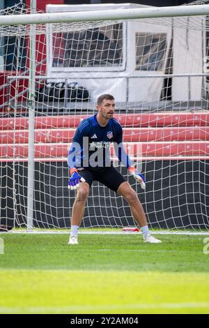 Bridgeview, Stati Uniti. 8 settembre 2024. Paul Walters (25) del FC Cincinnati II si scalda per la partita di calcio MLS NextPro tra Chicago Fire FC II e FC Cincinnati II al SeatGeek Stadium. Punteggio finale: Chicago Fire FC II 1:1 FC Cincinnati II (foto di Raj Chavda/SOPA Images/Sipa USA) credito: SIPA USA/Alamy Live News Foto Stock