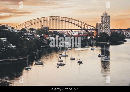 Skyline di Sydney dal Berry's Bay Lookout Foto Stock