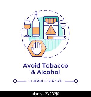 Evitare tabacco e alcol icona multicolore concetto Illustrazione Vettoriale