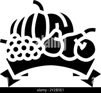 illustrazione vettoriale dell'icona del glifo autunnale della mietitura Illustrazione Vettoriale