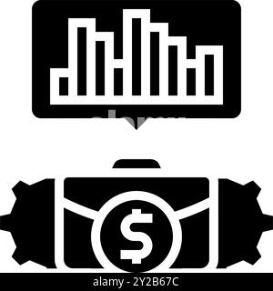 illustrazione vettoriale dell'icona del glifo del processo di business intelligence Illustrazione Vettoriale