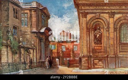 Il vecchio Ashmolean Museum e il Sheldonian Theatre, Oxford, Inghilterra. Dal libro Oxford, dipinto da John Fulleylove, pubblicato Londra 1922. Foto Stock