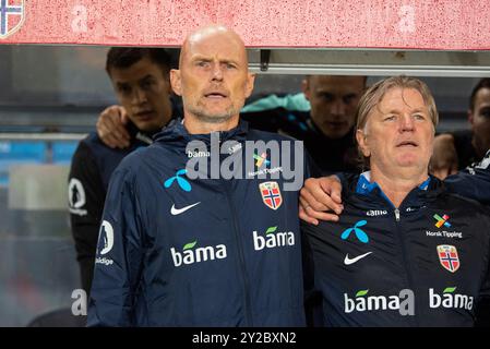 Oslo, Norvegia. 5 giugno 2024. L'allenatore norvegese Staale Solbakken è stato visto durante la partita di UEFA Nations League tra Norvegia e Austria all'Ullevaal Stadion di Oslo. Credito: Gonzales Photo/Alamy Live News Foto Stock