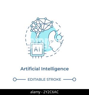 Icona Concept blu morbido dell'intelligenza artificiale Illustrazione Vettoriale