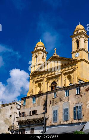 La chiesa barocca, Église Saint Jean-Baptiste, costruita tra il 1636 e il 1666, a Bastia, Corsica, Francia. Foto Stock