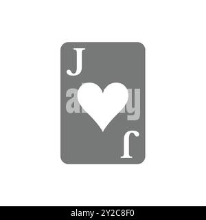 Jack of Hearts che gioca a carte. Icona del vettore jolly cardiaco. Illustrazione Vettoriale