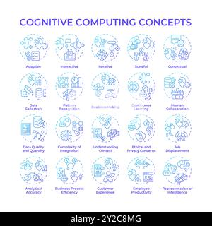 Icone del concetto di gradiente blu per il calcolo cognitivo Illustrazione Vettoriale