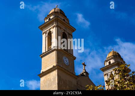 La chiesa barocca, Église Saint Jean-Baptiste, costruita tra il 1636 e il 1666, a Bastia, Corsica, Francia. Foto Stock