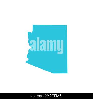 Icona della mappa dell'Arizona. Isolato su sfondo bianco. Dal set di icone blu. Illustrazione Vettoriale