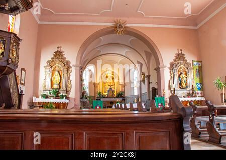 Altare della chiesa di Saint-Wendelin ad Albé, costruito nel 1752 Foto Stock