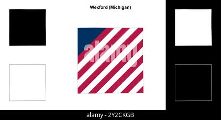 Wexford County (Michigan) contorno mappa set Illustrazione Vettoriale