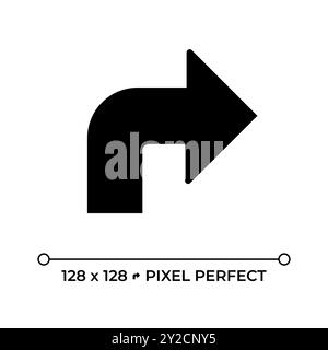 Icona glifo nero con freccia destra Illustrazione Vettoriale