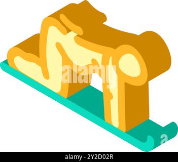 illustrazione vettoriale dell'icona isometrica della forma fisica in gravidanza della mucca di gatto Illustrazione Vettoriale