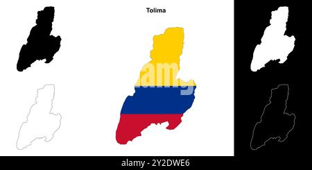 Set di mappe del dipartimento Tolima Illustrazione Vettoriale