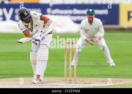 Girato a Worcester, Regno Unito, il 10 settembre 2024 al Worcestershire County Cricket Club, New Road, Worcester nella foto è durante il Vitality County Championship match 2024 tra Worcestershire CCC e Warwickshire CCC l'immagine è solo per uso editoriale - credito a Stu Leggett tramite Alamy Live News Foto Stock