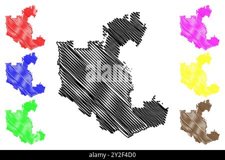 Regione amministrativa di Outaouais (Canada, provincia di Quebec, Nord America) illustrazione vettoriale della mappa, disegnare la mappa di Outaouais Illustrazione Vettoriale