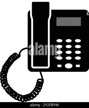 Telefono fisso di base, segnale di prenotazione, servizio in camera, icona telefono, telefono ufficio Illustrazione Vettoriale