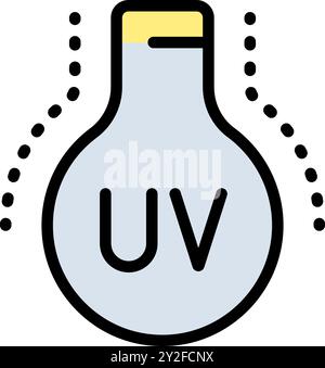 Luce UV per l'icona del colore di disinfezione. Icona della luce ultravioletta, radiazione a raggi UV. Illustrazione grafica del vettore di radiazione elettromagnetica Illustrazione Vettoriale