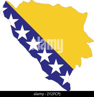 Bosnia ed erzegovina bandiera nella mappa, Bosnia ed erzegovina Mappa con bandiera, Mappa della Bosnia ed erzegovina, Mappa con bandiera, bandiera della nazione Bosnia ed erzegovina Illustrazione Vettoriale