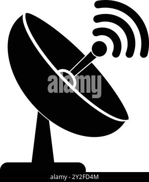 Tecnologia satellitare, icona Dish tv, icona tv satellitare, icona antenna satellite Illustrazione Vettoriale