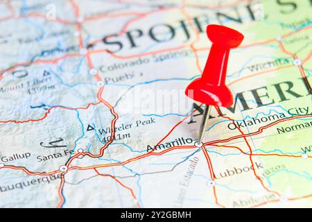 Amarillo, Texas pin sulla mappa Foto Stock