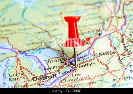 Buffalo, New York spilla sulla mappa Foto Stock