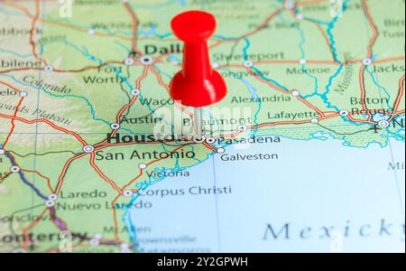 Houston, Texas, USA pin sulla mappa Foto Stock