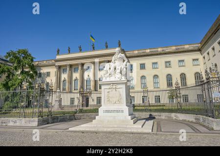 Denkmal Alexander von Humboldt, Hauptgebäude, Humboldt-Universität, Unter den Linden, Mitte, Berlino, Deutschland *** Memoriale Alexander von Humboldt, edificio principale, Università Humboldt, Unter den Linden, Mitte, Berlino, Germania Foto Stock