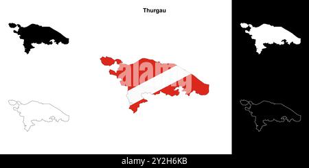 Set di mappe del cantone di Thurgau Illustrazione Vettoriale