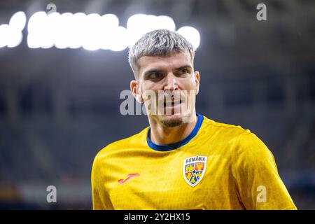 Valentin Mihaila di Romania durante la UEFA Nations League, fase a gironi, Lega C, gruppo C2, partita di calcio tra Romania e Lituania il 9 settembre 2024 allo Stadionul Steaua di Bucarest, Romania Foto Stock