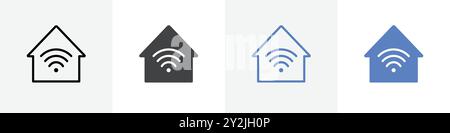 icona smart home grafica lineare con icone a linea sottile impostata in bianco e nero Illustrazione Vettoriale