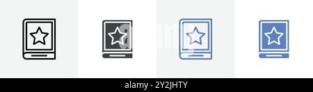 icona star book icona lineare con linee sottili con grafica in bianco e nero Illustrazione Vettoriale